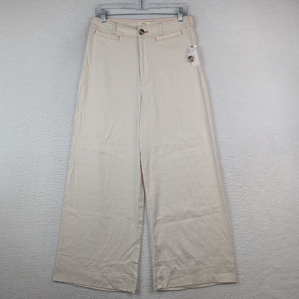 NWT ANTHROPOLOGIE MAEVE ETTIE HIGH RISE CROP WIDE LEG PANTS White 30